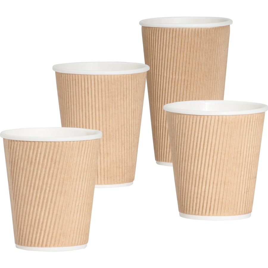 Genuine Joe Ripple Hot Cups - 8 fl oz - 25 / Pack - Brown - Hot Drink = GJO11255PK