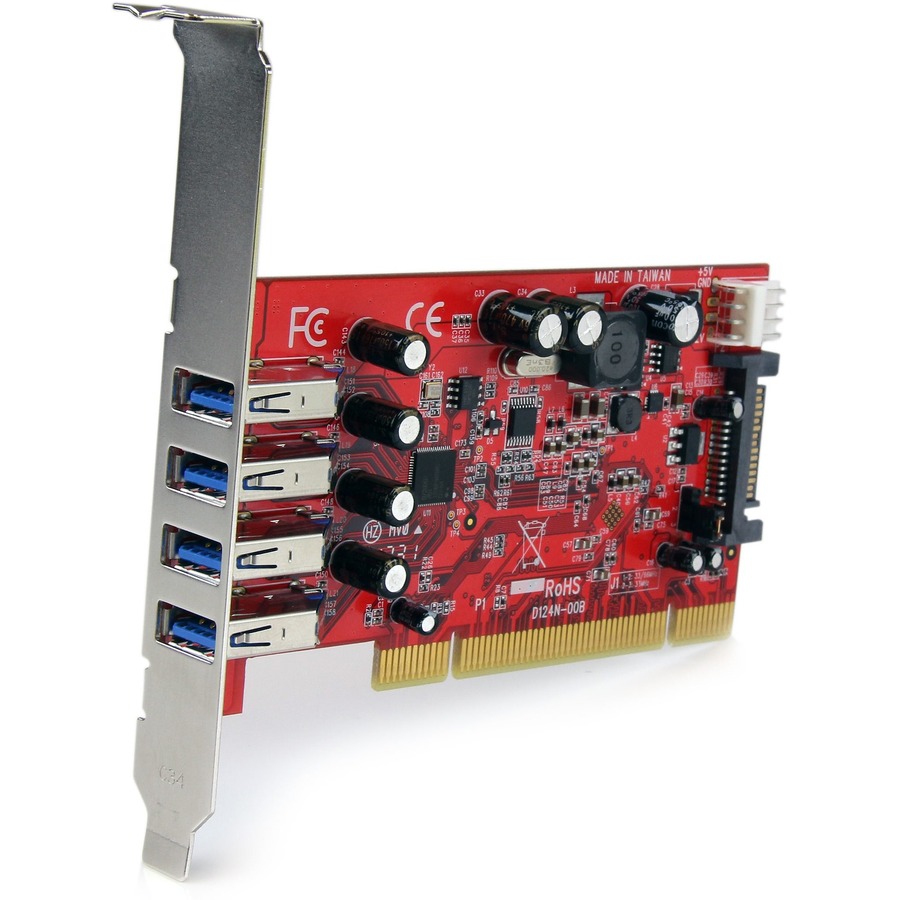StarTech 4 Port PCI SuperSpeed USB 3.0 Adapter Card with SATA/SP4 Power, 5Gbps, TAA