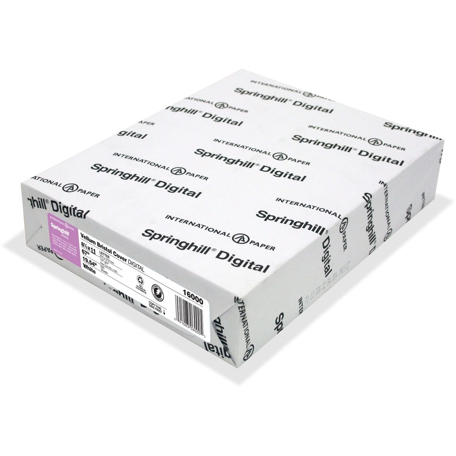 Springhill Digital Vellum Bristol Cover Paper - 8.5" x 11" - White - 250 Sheets - Copy & Multi-use White Paper - SGH16000