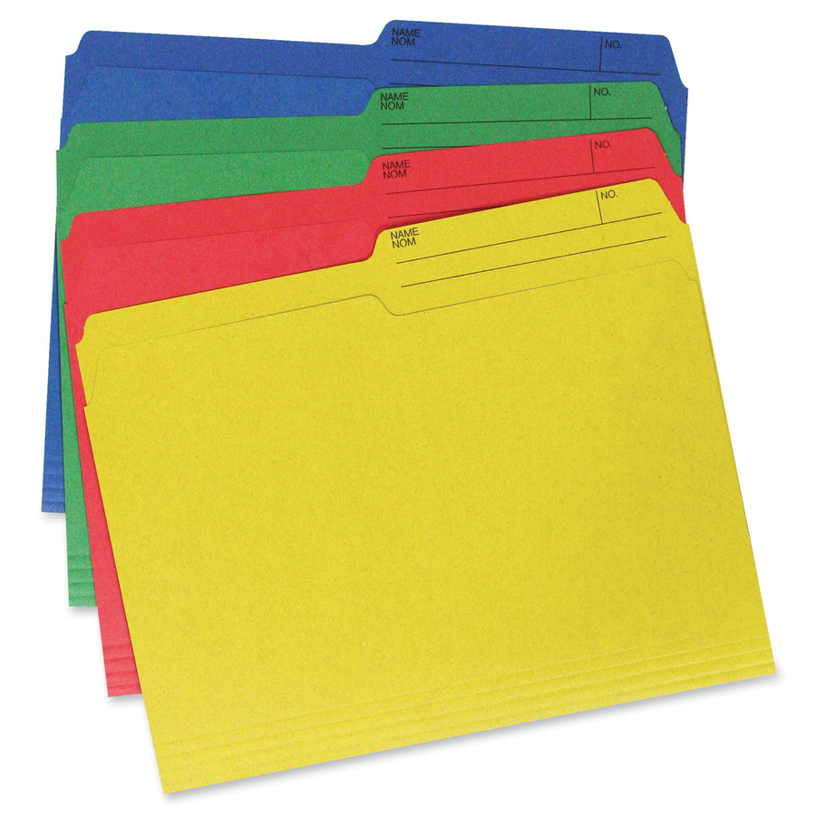 Hilroy Enviro Plus Letter Recycled Top Tab File Folder - 8 1/2" x 11" - Red, Blue, Green, Yellow - 60% Recycled - 40 / Pack = HLR55070