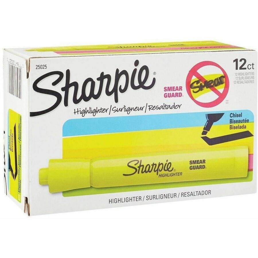 Sharpie Highlighter - Tank - Chisel Marker Point Style - Fluorescent Yellow - Tank-Style Highlighters - SAN25025