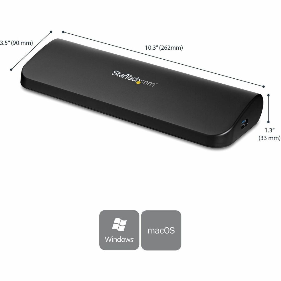 StarTech.com USB 3.0 Docking Station - Compatible with Windows / macOS - Supports Dual Displays - HDMI and DVI - DVI to VGA Adapter Included - USB3SDOCKHD