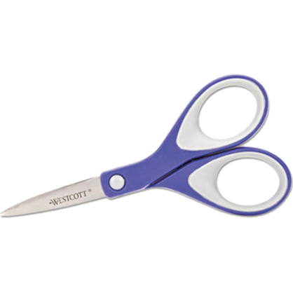 Westcott KleenEarth Soft Handle Scissors - 2.50" (63.50 mm) Cutting Length - 6" (152.40 mm) Overall Length - Left/Right - Stainless Steel - Pointed Tip - Blue/Gray - 1 Each = ACM15552