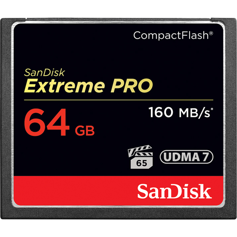 SanDisk Extreme Pro 64 GB CompactFlash - 160 MB/s Read - 65 MB/s Write - Lifetime Warranty