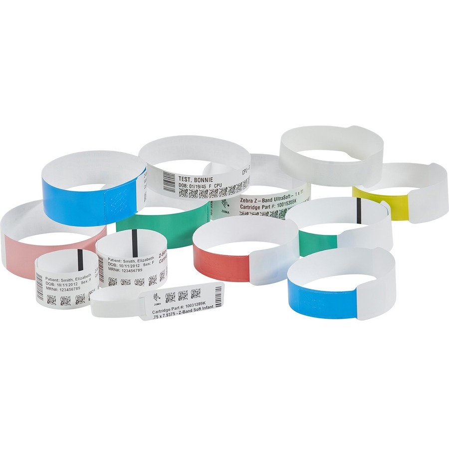 Zebra synthetic wristbands 0.75 x 11 inch direct thermal ultrasoft coated adhesive 6-pack — alternate view 1