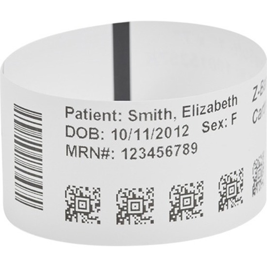 Wristband, Synthetic, 1x11in (25.4x279.4mm); DT, Z-Band Ultra Soft Lam, Coated, Permanent Adhesive, 1in (25.4mm) core, 175/roll, 6/box, Printed — alternate view 1