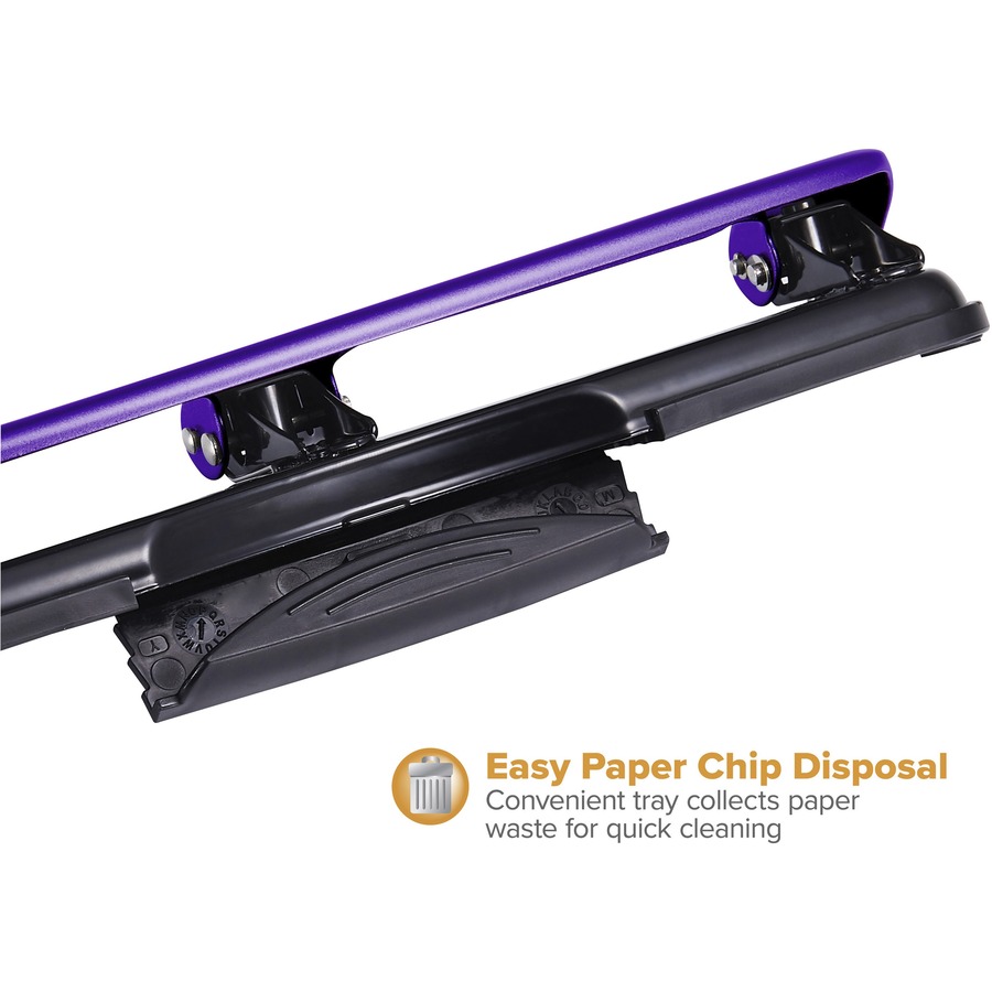 Bostitch EZ Squeeze™ 12 Three-Hole Punch - 3 Punch Head(s) - 12 Sheet - 9/32" Punch Size - 3" x 1.6" - Purple, Black