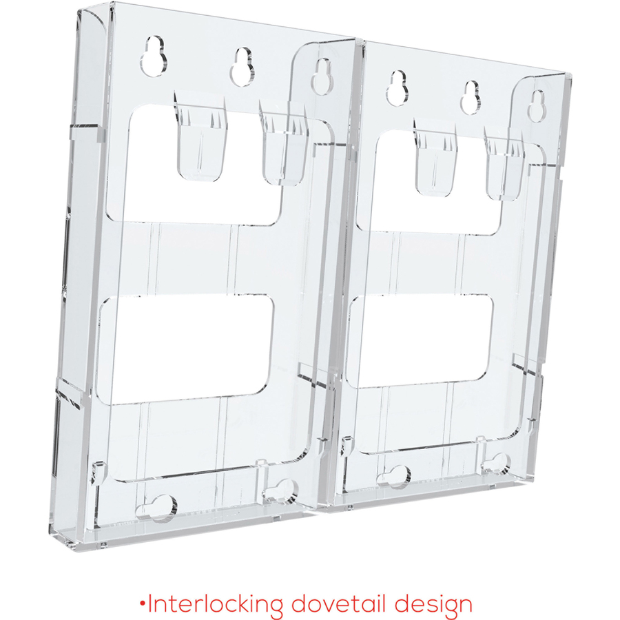 Deflecto Lit Loc Interlocking Magazine Display - 11.3" Height x 9" Width x 1.3" Depth - Interlockable - Clear - Plastic - 1 Each = DEF772001