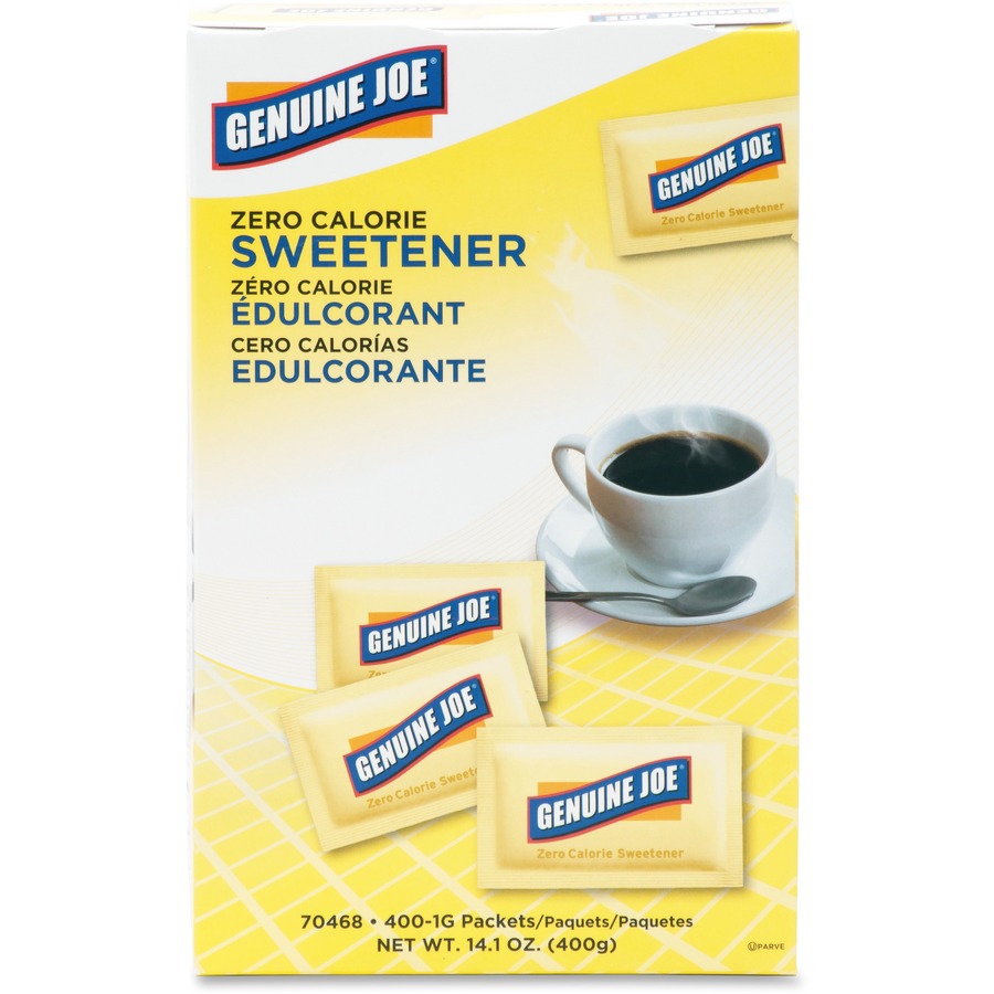 Genuine Joe Sucralose Zero Calorie Sweetener Packets - 1 g - Artificial Sweetener - 400/Box - Sugar & Sweeteners - GJO70468