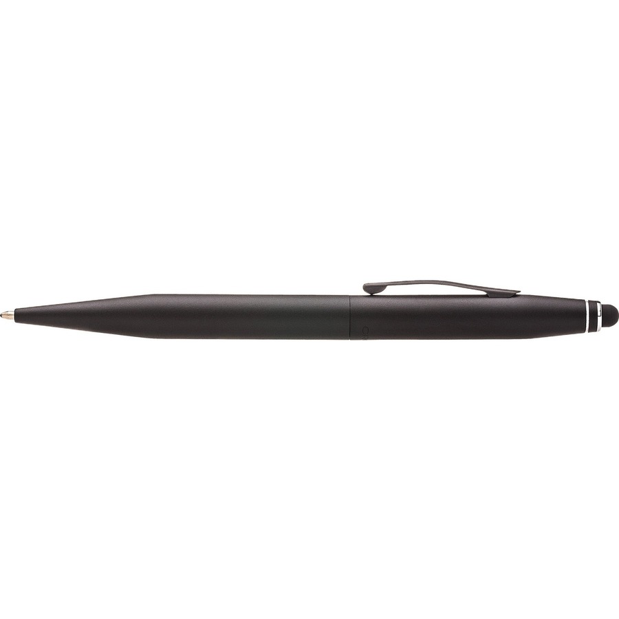 Cross Tech2 Satin Black Dual Function Ballpoint Pen and Stylus - Medium Pen Point - 0.7 mm Pen Point Size - Conical Pen Point Style - Refillable - Retractable - Black - Satin Black Barrel - Carbide Tip - 1 Each - Ballpoint Stick Pens - CROAT06521