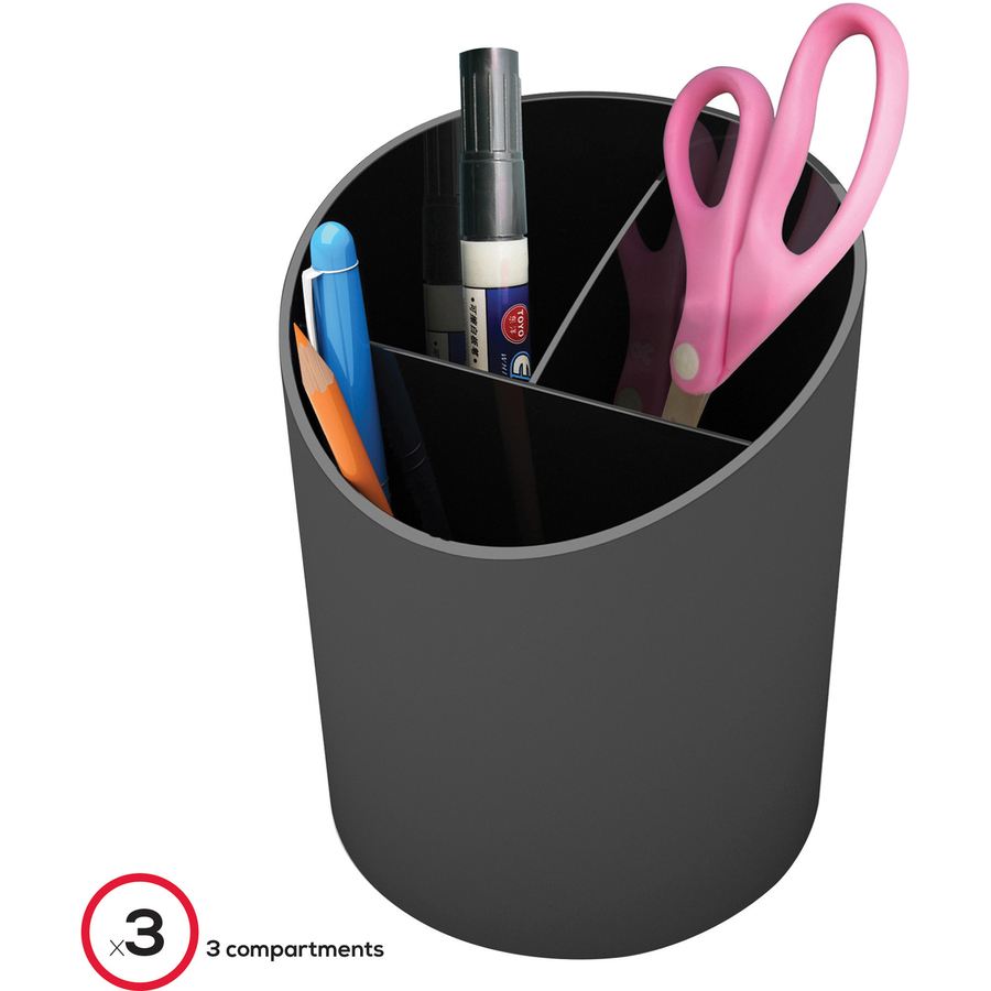 Deflecto Sustainable Office Recycled Large Pencil Cup - 5.6 x 4.4 x 4.4  - 1 Each - Black