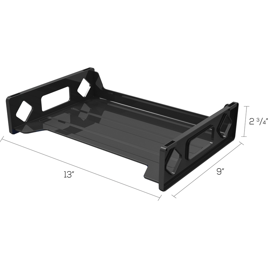 Deflecto Sustainable Office Stackable Desk Tray - 2.8" Height x 13" Width x 9" Depth - Desktop - Durable, Stackable - 30% Recycled - Black - Plastic - 1 Each = DEF391104