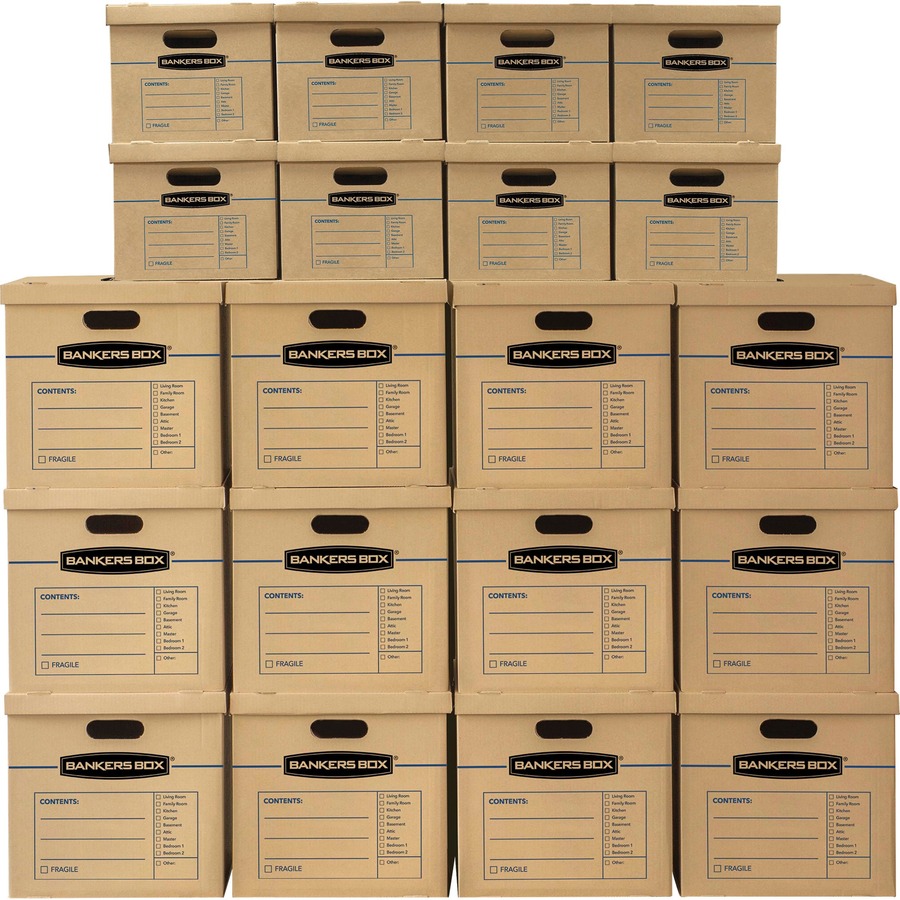 SmoothMove™ Classic Moving Boxes, Small - External Dimensions: 12.5" Width x 16.3" Depth x 10.5"Height - Media Size Supported: Letter, Legal - Lift-off Closure - Corrugated - Kraft - For File - Recycled - 10 / Carton