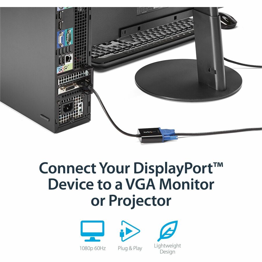 StarTech.com DisplayPort to VGA Adapter - Active DP to VGA Converter -  1080p Video Adapter Dongle