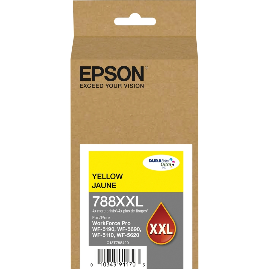 Epson DURABrite Ultra 788XXL Original Extra High Yield Inkjet Ink Cartridge - Yellow Pack - 4000 Pages