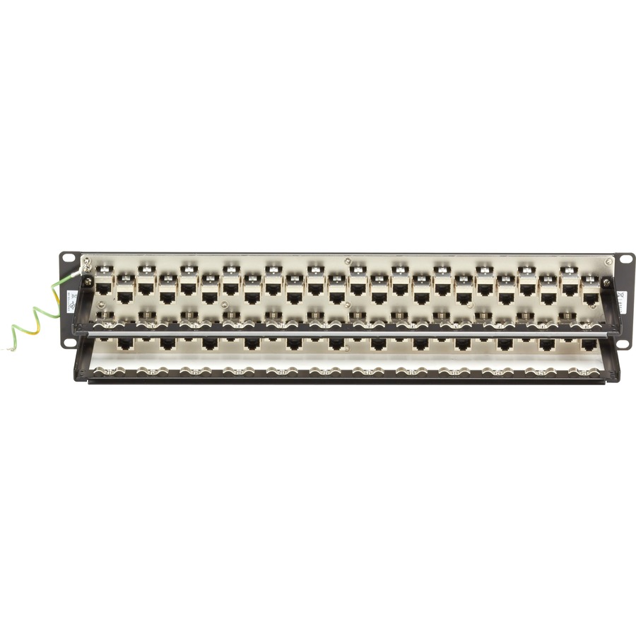 Black Box CAT6A Staggered Feed-Through Patch Panel - 2U, Shielded, 48-Port
