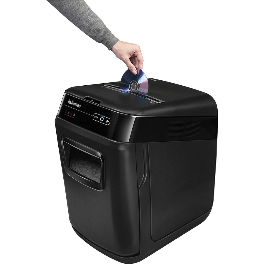 Fellowes AutoMax™ 200C Auto Feed Shredder - Non-continuous Shredder - Cross Cut - 10 Per Pass - for shredding Staples, Paper Clip, Credit Card, CD, DVD, Junk Mail, Paper - 0.2" x 1.5" Shred Size - P-4 - 3.35 m/min - 9" Throat - 12 Minute Run Time -  - Cross-Cut/Confetti-Cut Shredders - FEL4653501