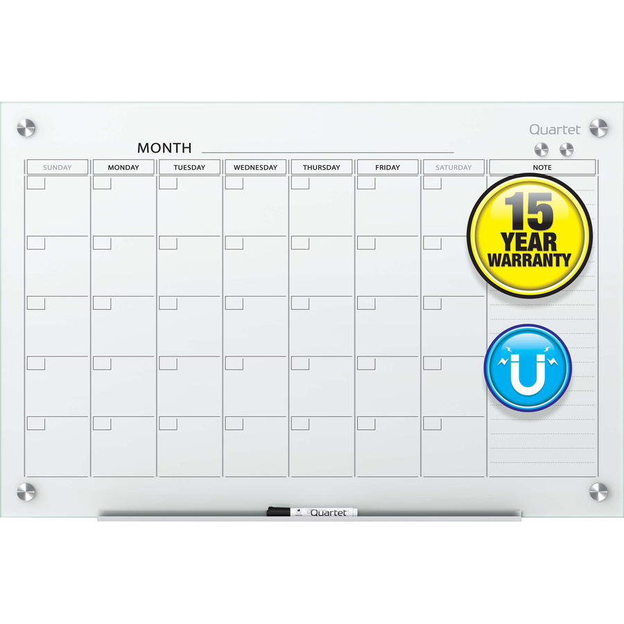 Quartet Infinity Glass Glass Dry-Erase Calendar Board - The Office Point