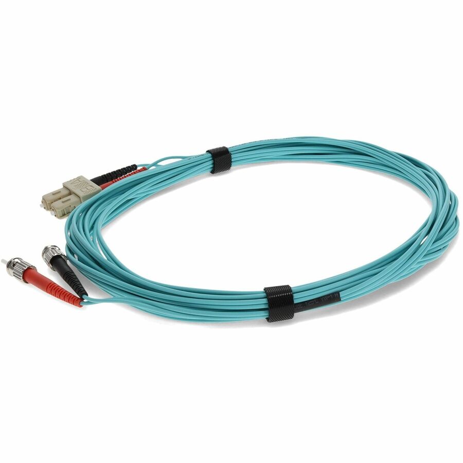AddOn 3m ST to SC Aqua OM4 Duplex OFNR (Riser-Rated) Fiber Patch Cable