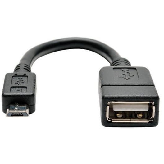 Tripp Lite by Eaton Micro USB to USB OTG Host Adapter Cable 5-Pin Micro USB B to USB A M/F 6-in. (15.24 cm)