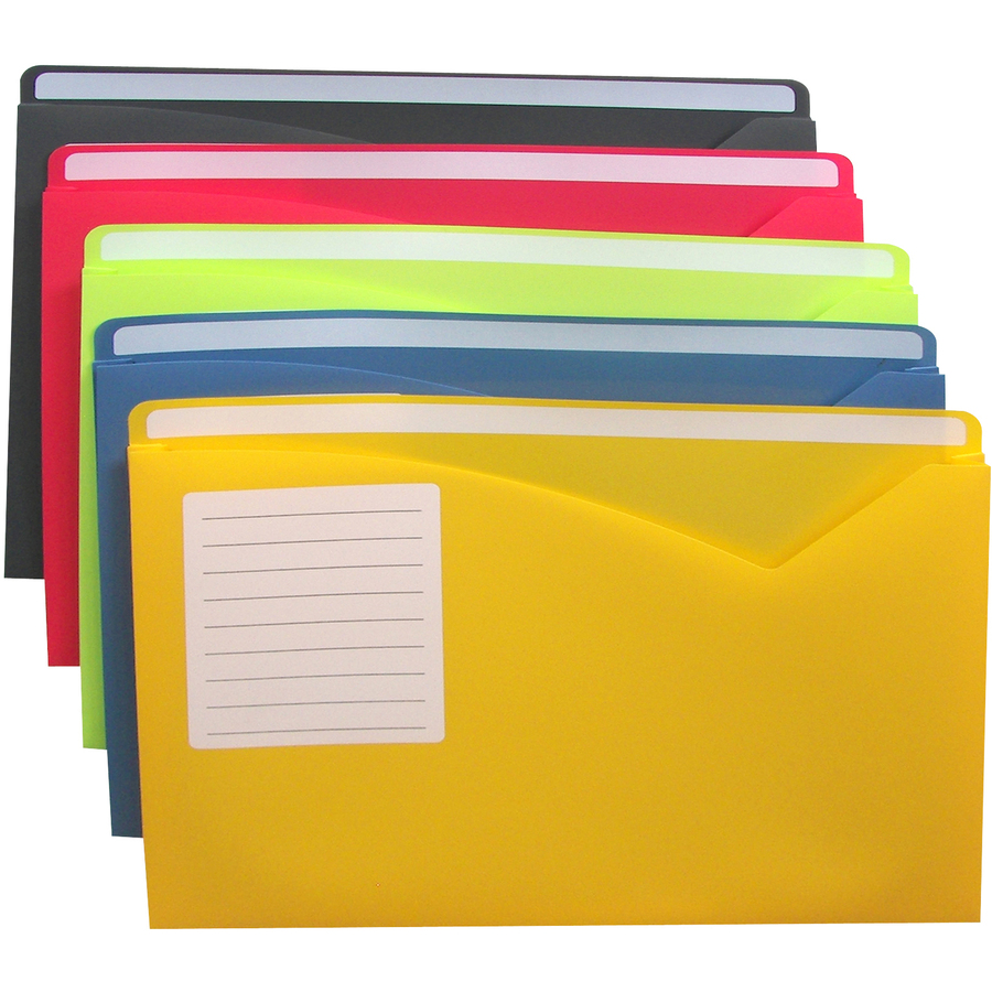 C-Line Write-On Poly File Jackets - Assorted Colors, 11 X 8-1/2, 10/PK, 63160