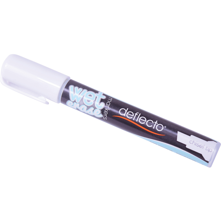 Deflecto Wet Erase Markers - Fine, Bold Marker Point - Chisel Marker Point Style - White - 4 / Pack = DEFSMA510V4WT