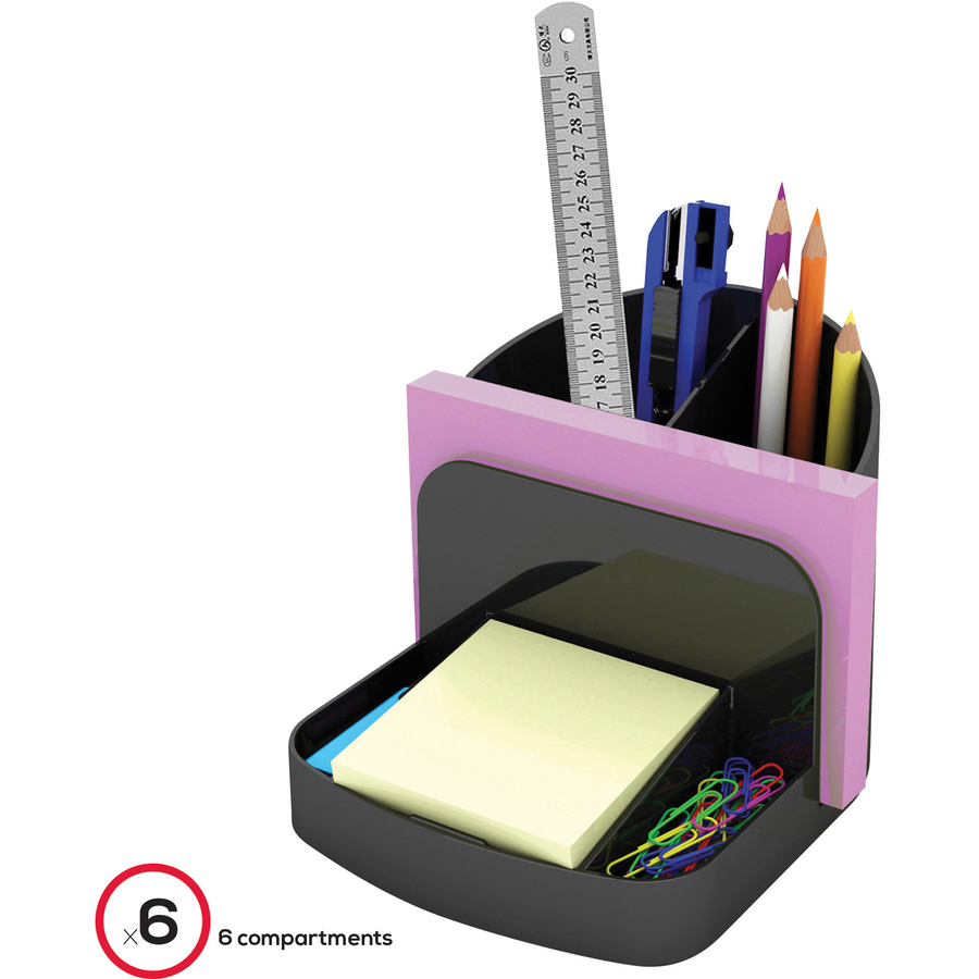 Deflecto Sustainable Office Desk Caddy - 5" Height x 5.4" Width x 6.8" Depth - Desktop - 30% Recycled - Black - Plastic - 1 Each = DEF38904