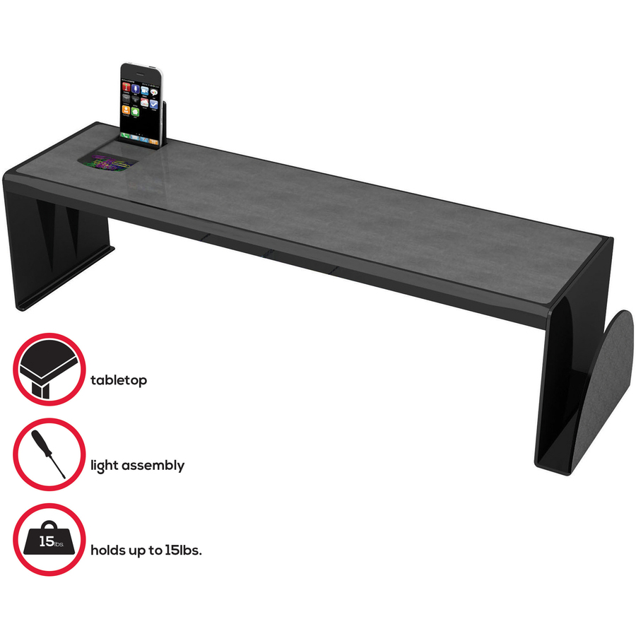 Deflecto Sustainable Office Heavy-Duty Desk Shelf - 6.8" Height x 25.6" Width x 7" DepthDesktop - Sturdy, Document Holder - 30% Recycled - Black - Plastic - 1 Each