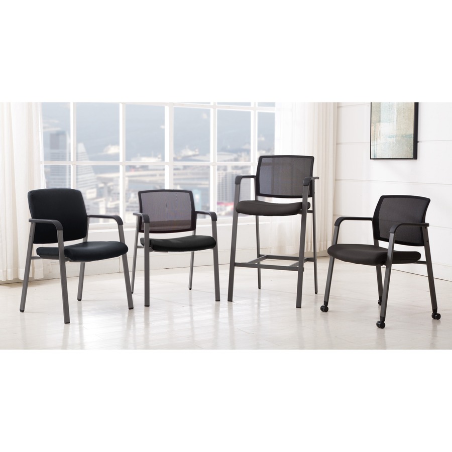 Lorell Guest Chair - Black Fabric Seat - Black Mesh Back - 1 Each
