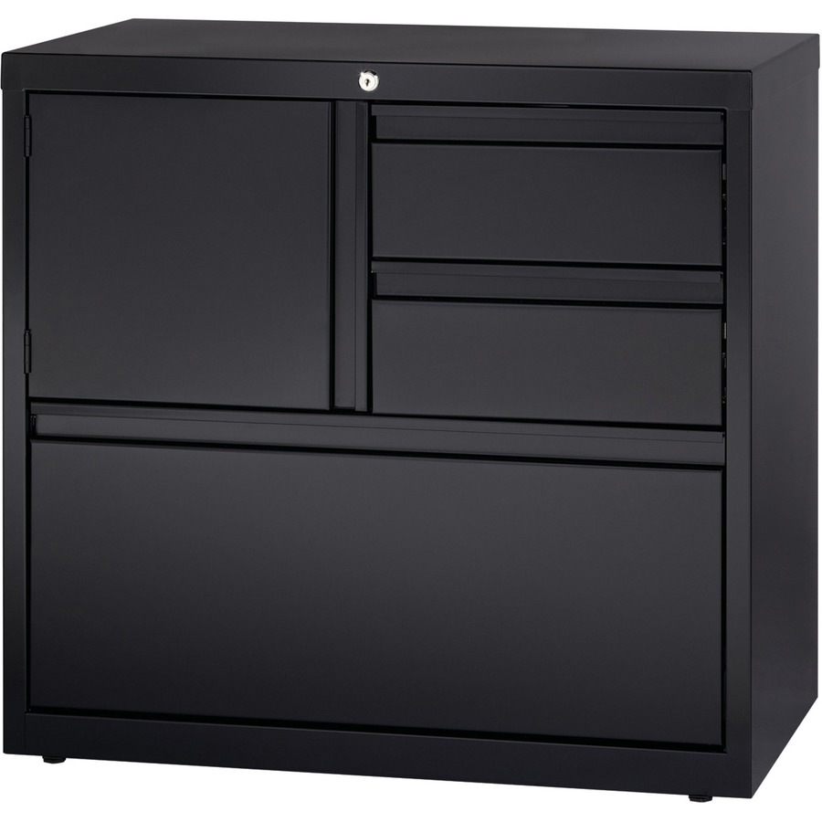 Lorell 30" Personal Storage Center Lateral File - 3-Drawer - 30" x 18.6" x 28" - 3 x Drawer(s) for File, Box - A4, Letter, Legal - Hanging Rail, Glide Suspension, Grommet, Cable Management, Interlocking, Reinforced Base, Adjustable Glide, Durable, Magneti = LLR60933