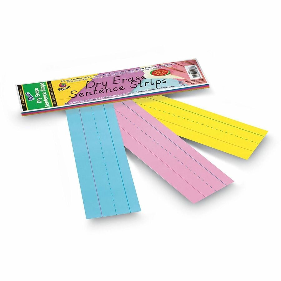 Pacon Reusable Dry-Erase Sentence Strips - Skill Learning: Practice, Handwriting, Sentence - 30 / Pack