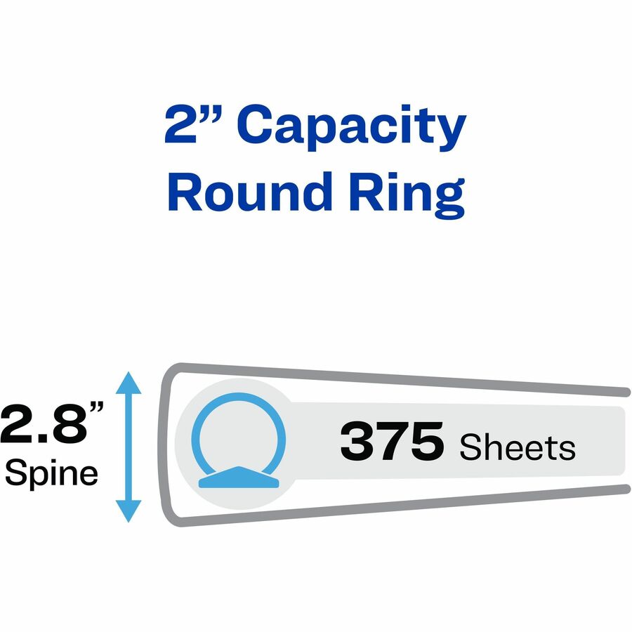 Avery® Economy Binder - 2" Binder Capacity - Letter - 8 1/2" x 11" Sheet Size - 375 Sheet Capacity - Fastener(s): 3 x Round Ring - Pocket(s): 2, Internal - Vinyl - Blue - Recycled - Non Locking Mechanism - 1 Each