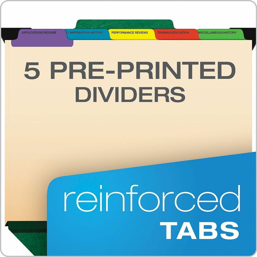 Pendaflex 1/3 Tab Cut Letter Hanging Folder - 8 1/2" x 11" - 2" Expansion - 1" Fastener Capacity - Top Tab Location - 5 Divider(s) - Green - Moisture Resistant, Reinforced Gusset, Durable, Reinforced Tab, Rip Proof, Moisture Resistant, Smudge Resistant - 