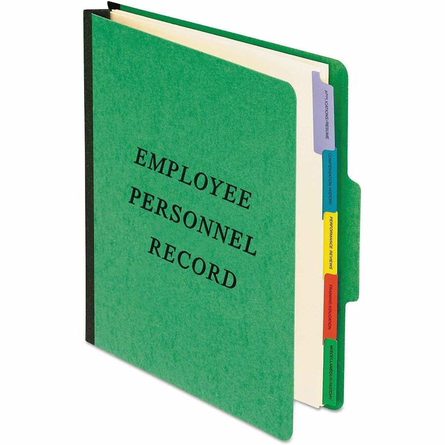 Pendaflex 1/3 Tab Cut Letter Recycled Organizer Folder - 8 1/2" x 11" - 400 Sheets Capacity - 2" Expansion - 1" Fastener Capacity - Top Tab Location - 5 Divider(s) - Green - Reinforced Tab, Moisture Resistant, Smudge Resistant, Reinforced Gusset, Acid-fre