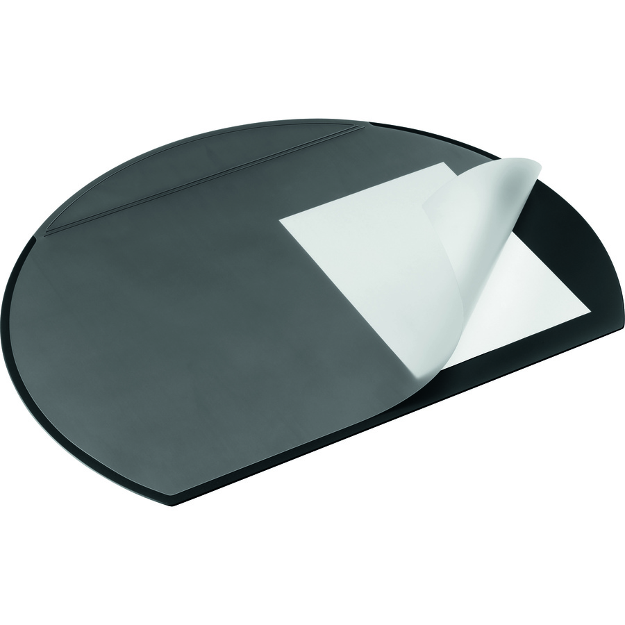 DURABLE Semi-Circular Desk Pad with Overlay - Half Circle - 27.25" (692.15 mm) Width - Polyvinyl Chloride (PVC) - Black - Desk Pads - DBL729001