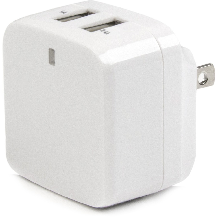 StarTech Travel USB Wall Charger - 2 Port - White - Universal Travel Adapter - International Power Adapter - USB Charger