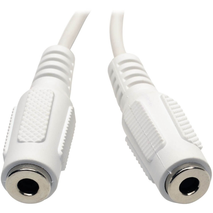 Tripp Lite by Eaton 3.5mm Mini Stereo Cable adapter Y Splitter for Speakers and Headphones (M to 2x F) White 6-in. (15.24 cm)