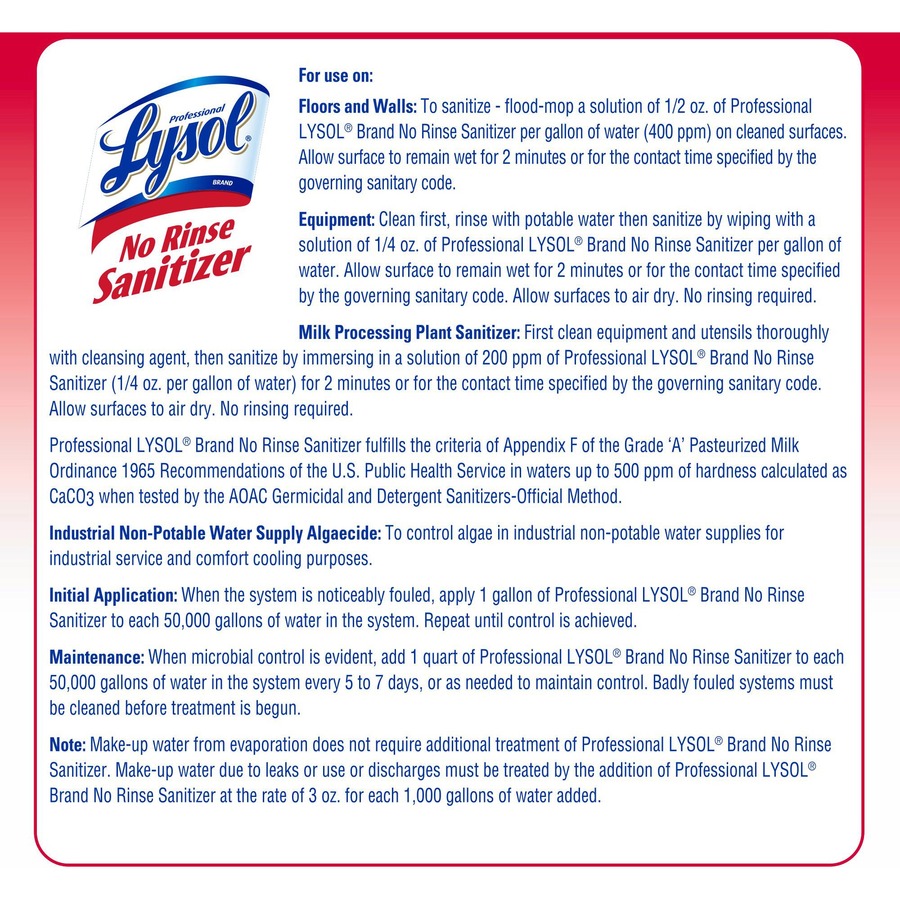 Professional Lysol No Rinse Sanitizer Concentrate 128 Fl Oz 4   1029886411 