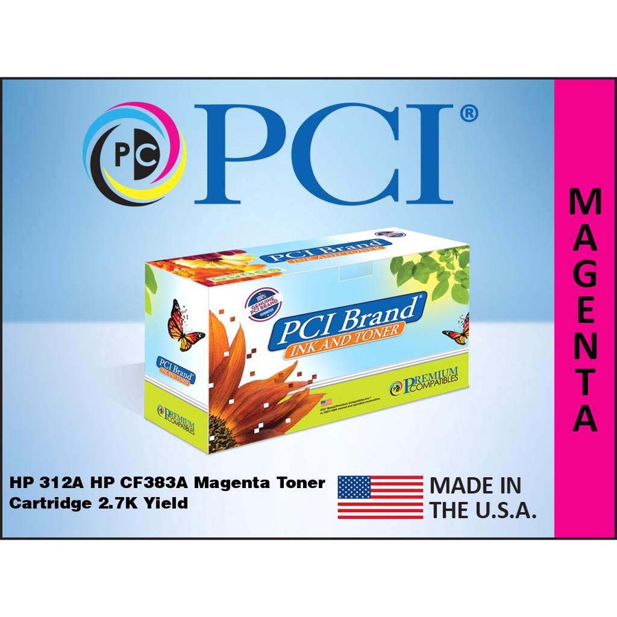 PCI remanufactured HP 312A CF383A magenta toner cartridge for HP M476 printers — alternate view 1