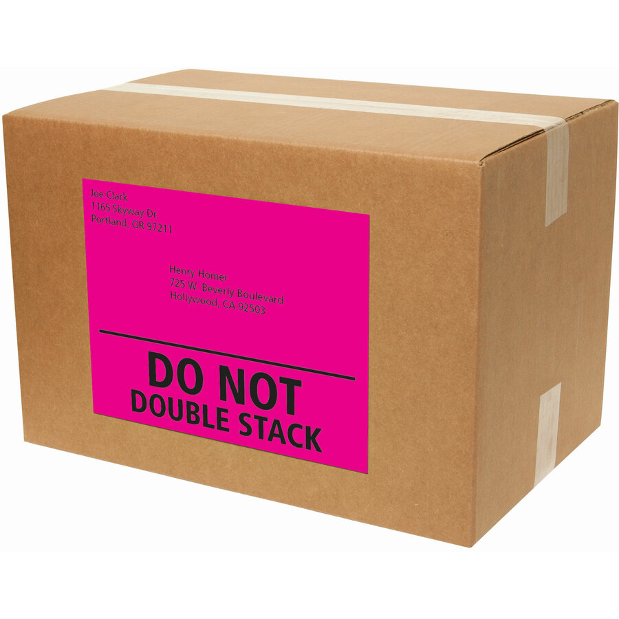 Avery® High Visibility Neon Shipping Labels - 11" Height x 8 1/2" Width - Permanent Adhesive - Rectangle - Laser - Neon Magenta - Paper - 1 / Sheet - 100 Total Sheets - 100 Total Label(s) - Mailing & Address Labels - AVE5936