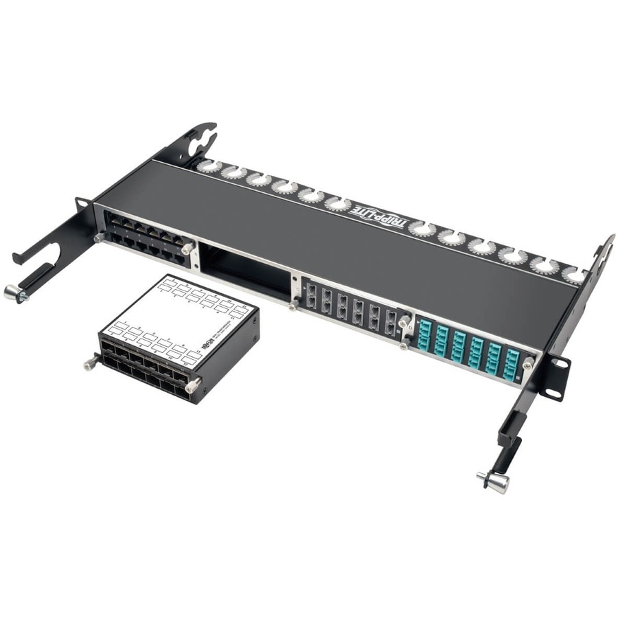 Tripp Lite by Eaton 12-Port SFP+ 10GbE Pass-through Cassette with six QSFP+ to 4xSFP+ Breakout Cables