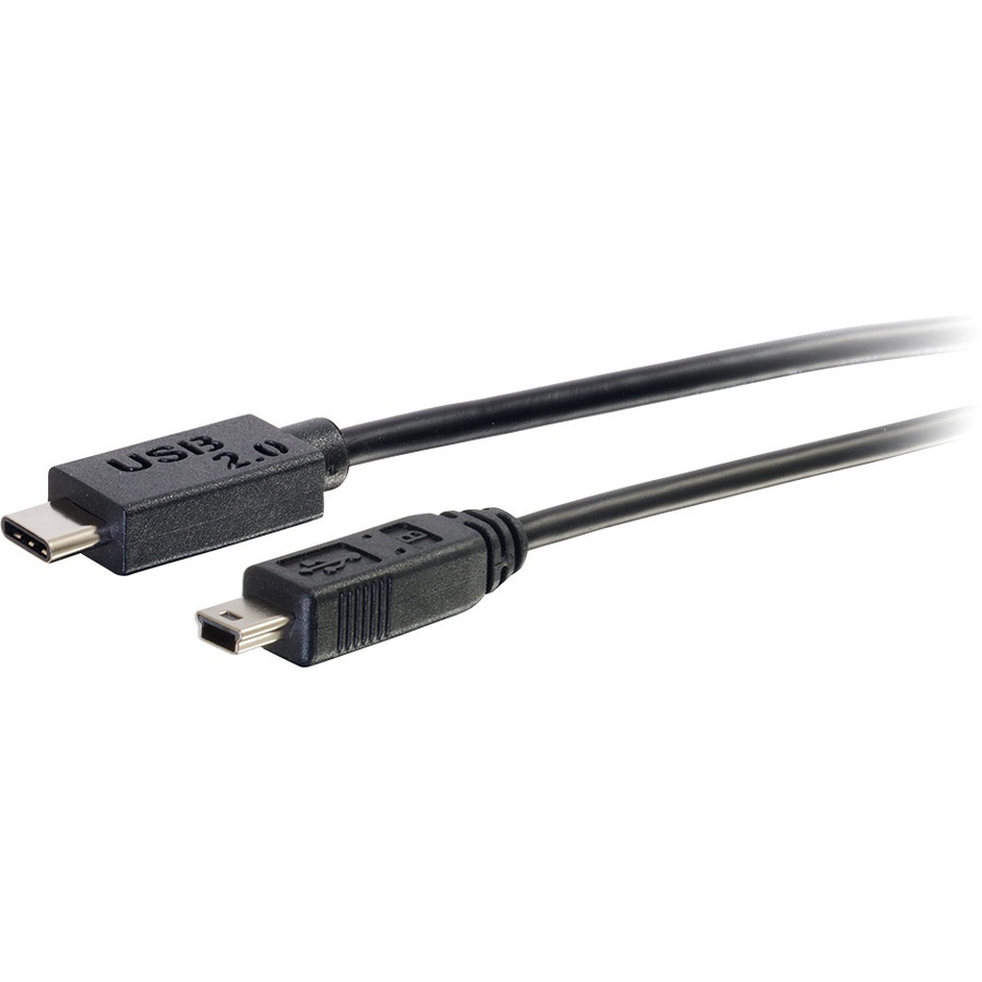 C2G 10 ft USB-C to Mini B USB 2.0 cable in black for cameras and legacy devices — alternate view 1