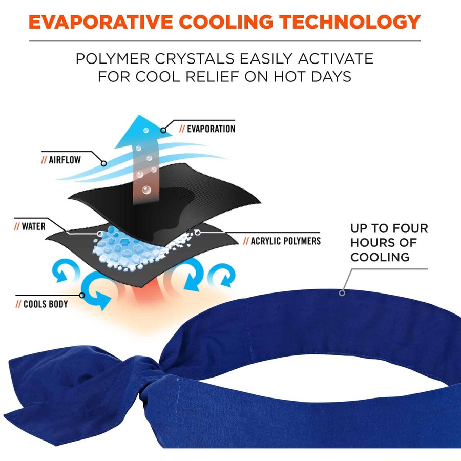 Ergodyne Evaporating Cooling Bandana - Solid Blue