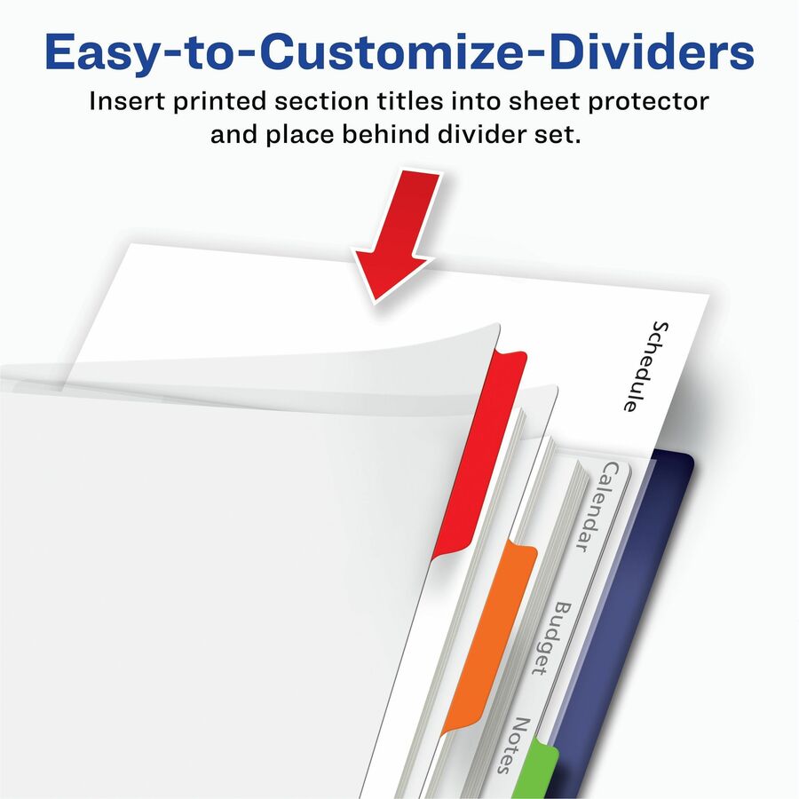 Avery® Easy View Plastic Dividers - 5 x Divider(s) - 5 - 5 Tab(s)/Set - 8.50" Divider Width x 11" Divider Length - 3 Hole Punched - Clear Plastic Divider - Multicolor Plastic Tab(s) - 5 / Set = AVE16740