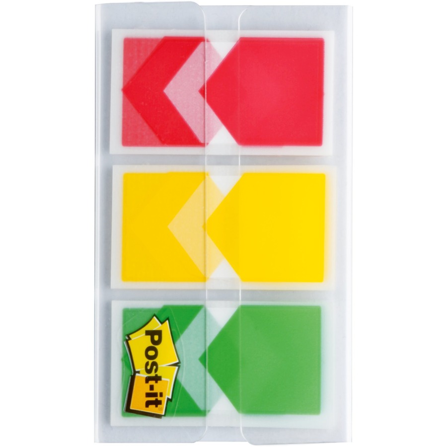 Post-it® Prioritize 1" Wide Flags - 20 x Red, 20 x Yellow, 20 x Green - 1" - Arrow - Red, Yellow, Green - Repositionable, Removable, Self-stick - 60 / Pack - Flags - MMM682ARRRYGC