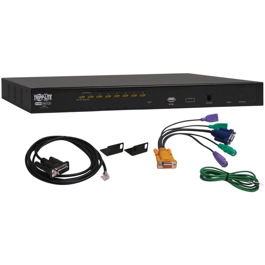 Tripp Lite by Eaton 8-Port Rackmount KVM/USB Switch w/ On-Screen Display Steel PS/2 1U