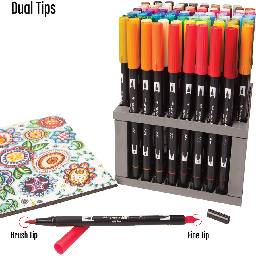 Tombow Dual Brush Pen Desk Set - Full Colour Set -  96 Colours - Art Markers - TOM56149