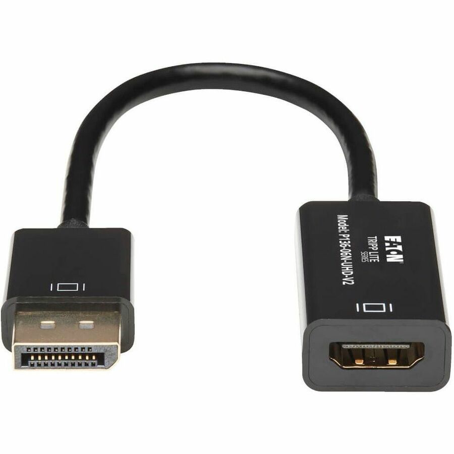 Eaton Tripp Lite Series DisplayPort to HDMI 4K Active Adapter Video Converter, DP Ver 1.2, HDCP, 4K 30Hz (M/F), 6-in. (15.24 cm)