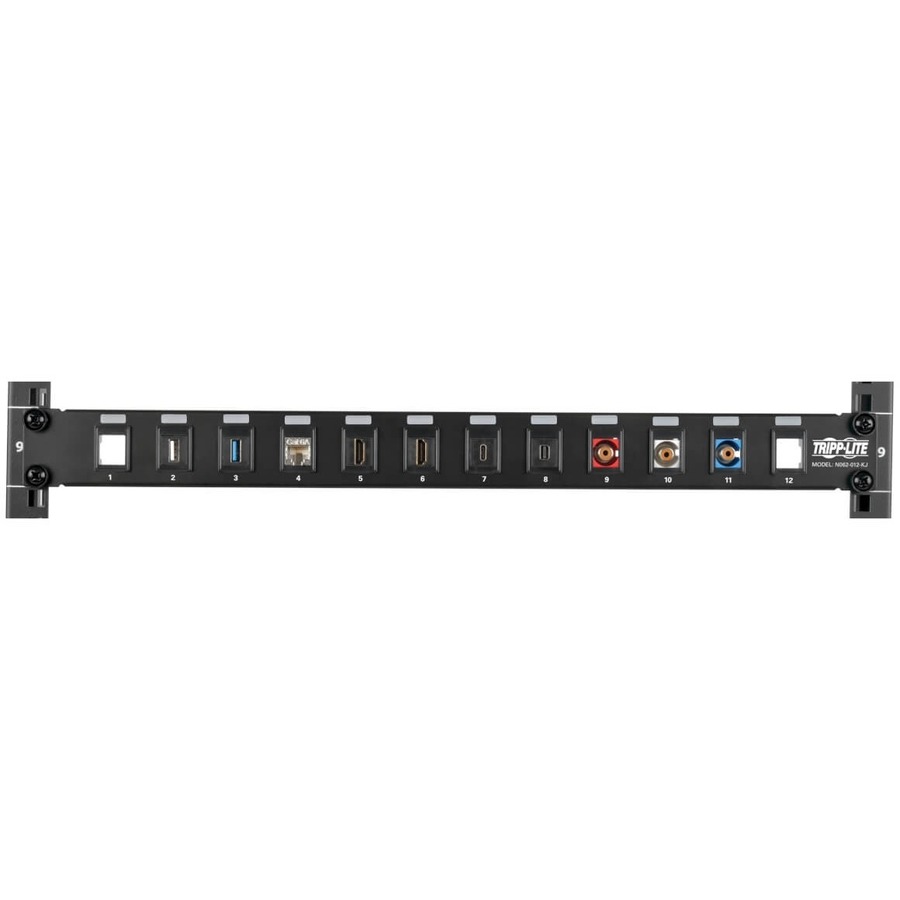 Tripp Lite by Eaton 12-Port 1U Rack-Mount Unshielded Blank Keystone/Multimedia Patch Panel RJ45 Ethernet USB HDMI Cat5e/6