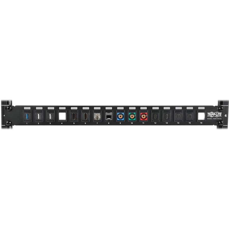 Tripp Lite by Eaton 16-Port 1U Rack-Mount Unshielded Blank Keystone/Multimedia Patch Panel RJ45 Ethernet USB HDMI Cat5e/6